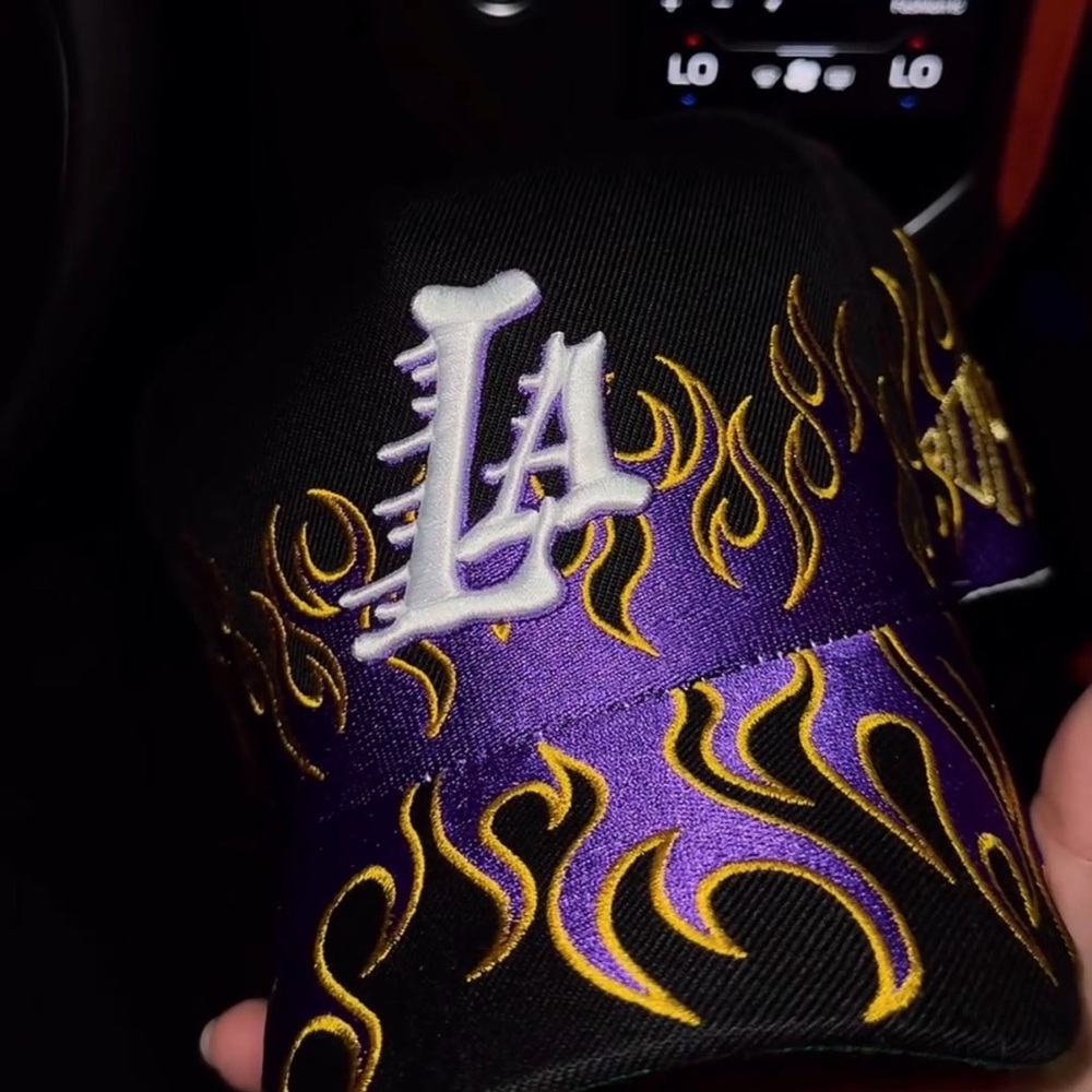 Black and Purple Flame Baseball Cap - Picture 3 of 3